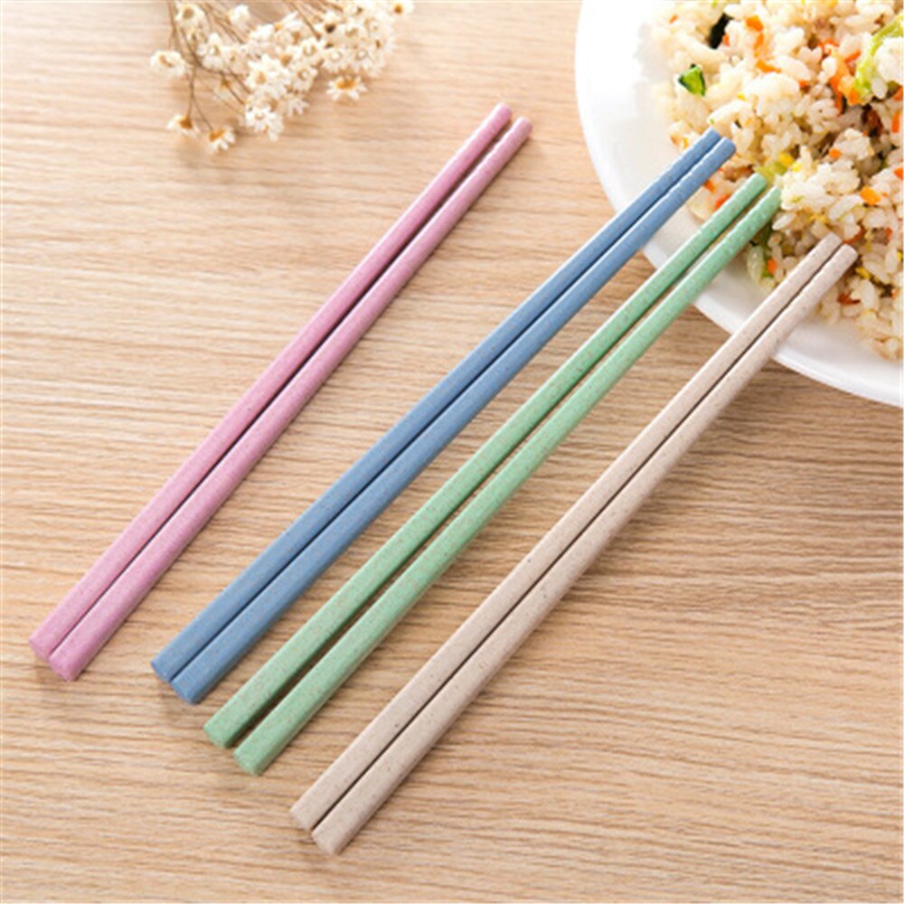 1 Pairs Non-slip Wheat Straw Chopsticks Household Reusable Wheat Straw Chopsticks Kitchen Tools Tableware 18.5cm