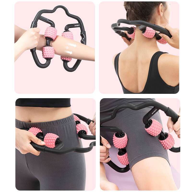 Massagerulle u form triggerpunkt för arm ben nacke muskelvävnad midja fett för fitness gym yoga pilates sport 4 hjul