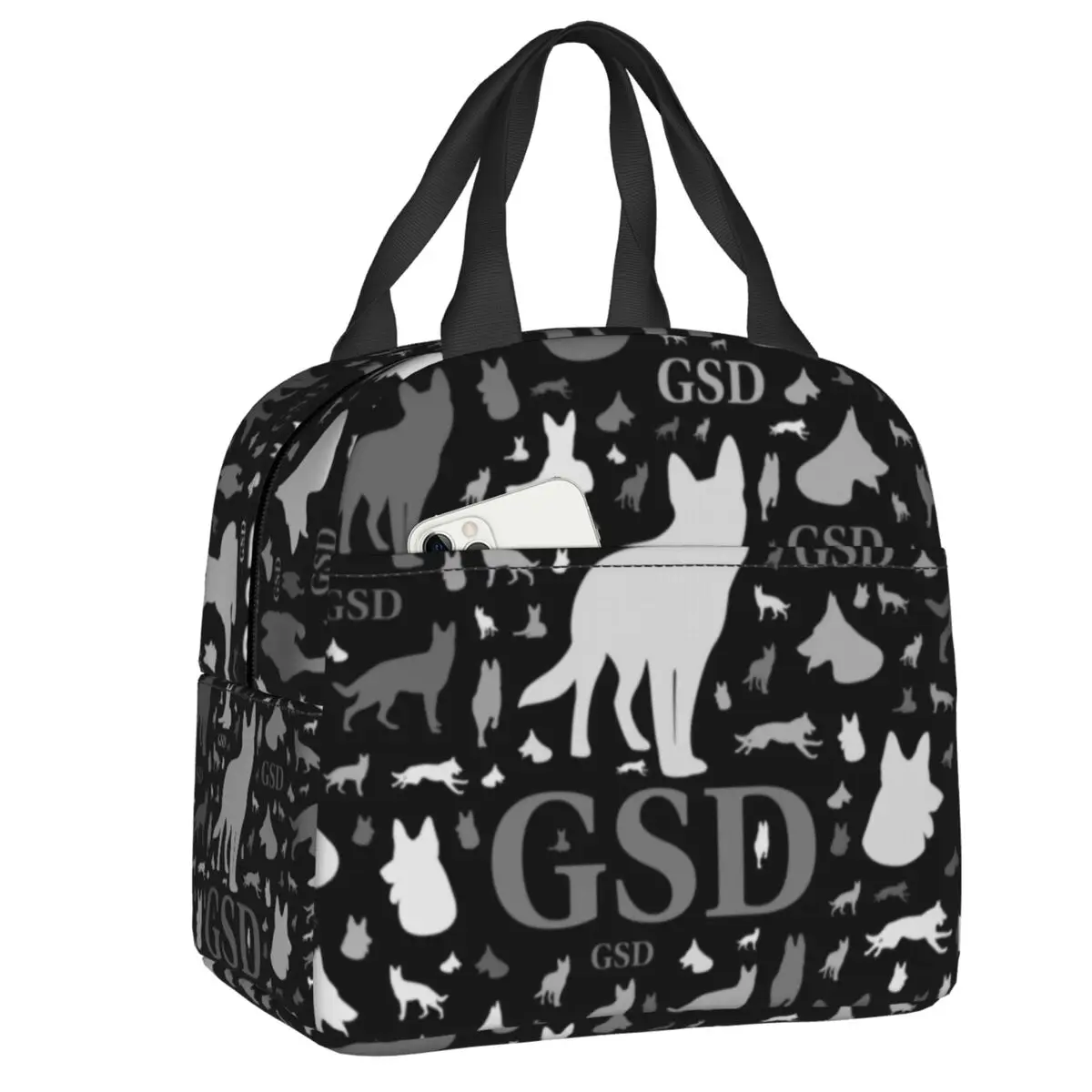 Fiambrera Kawaii de perro pastor alemán para mujer, amante de las mascotas, refrigerador térmico, bolsa de almuerzo con aislamiento para alimentos, escuela, niños y estudiantes: Beige
