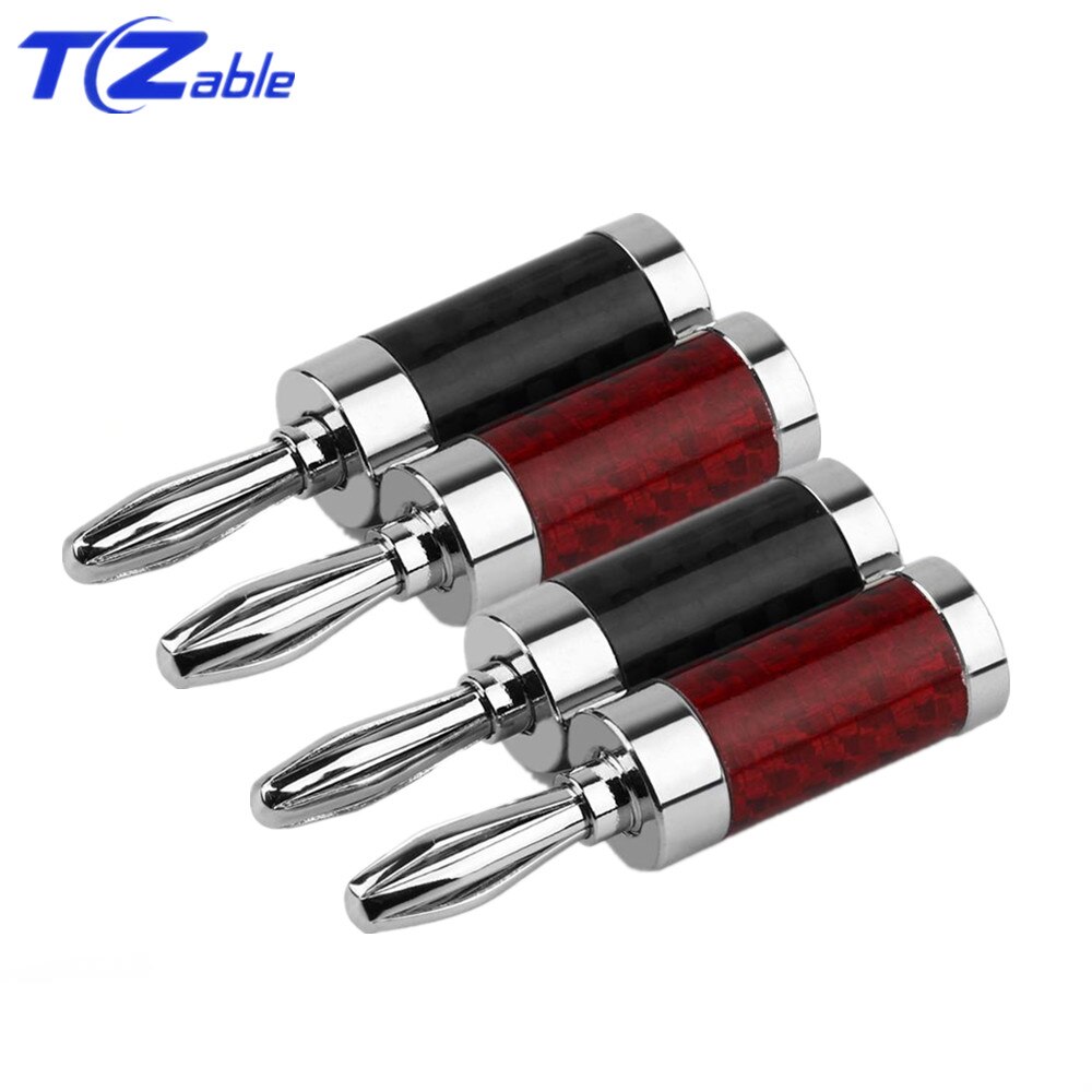 4pcs HIFI Banana Plug Male Audio Connector 8mm Screw Rhodium Plated Carbon Fiber Plugs Speaker Terminal Banana Jack Adapter DIY