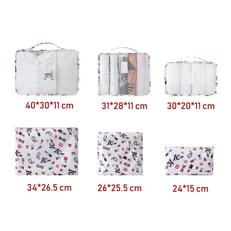 Travel accessories 6pcs/set Women packing cubes Man Organizadores pouch bags kit luggage bag Arrangement for travel Trip packet