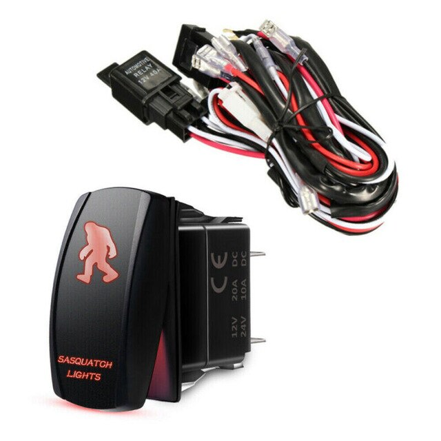 Car Wiring Harness Kit Red LED Work Light Bar Toggle Rocker Switch + 40A Relay Wiring Harness Kit 12V: Sasquatch Light