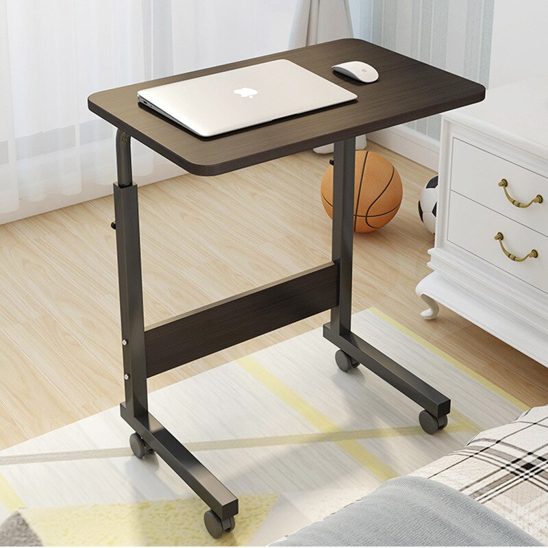 Household lifting adjustable bedside laptop desk with pulleys movable bedside high laptop stand tray table