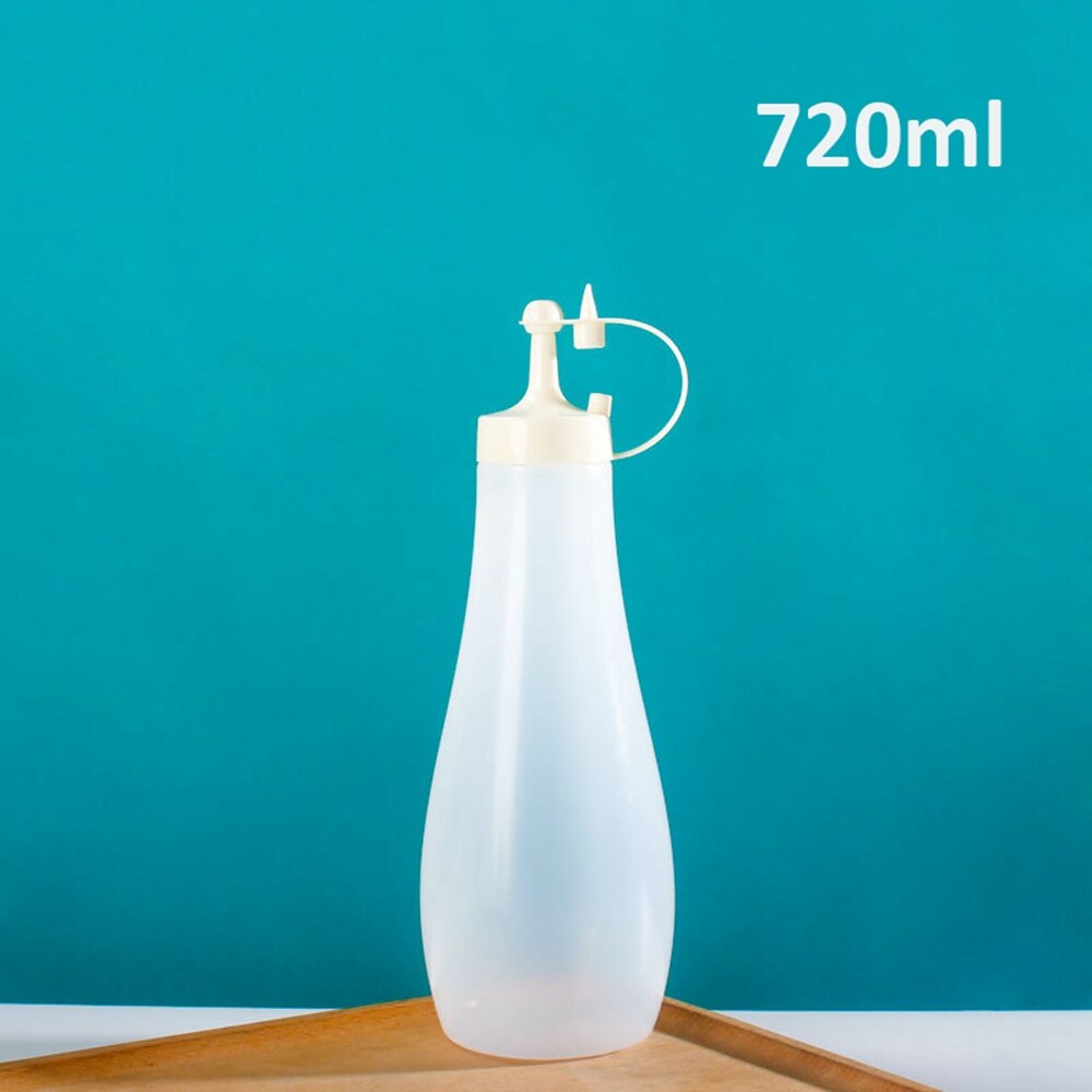 250/360/480/720ml bouteille de compression avec bouchon pour Ketchup moutarde Mayo Sauces chaudes huile d'olive Condiment presser bouteille outils de cuisine: 720ml-White
