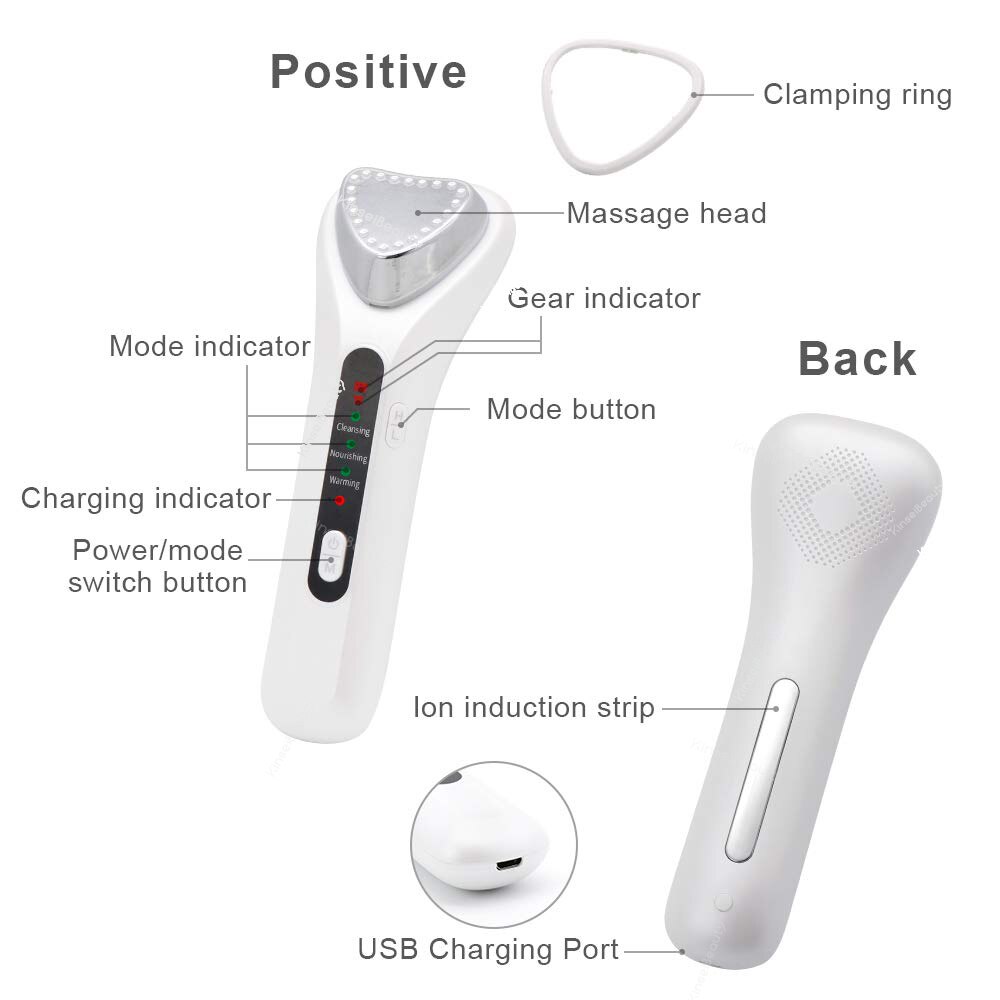 Ultrasonic Ion Importing Facial Beauty Device Ionic Clean Anti Wrinkle Removal Tightening Face Lift Tighten Rejuvenation Skin