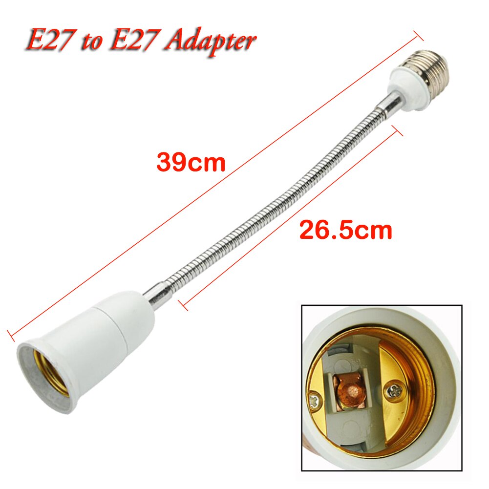 E27 Om E27 Led Lamp Base 19Cm 29Cm 39Cm 49Cm 59Cm Flexibele Verlengsnoer E27 socket Fitting Verlichting Houder Extender: 39cm