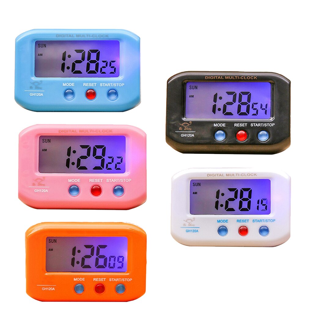Battery Mini Small Clock Large LCD Display Screen Desktop Table Car Dashbaord Clock