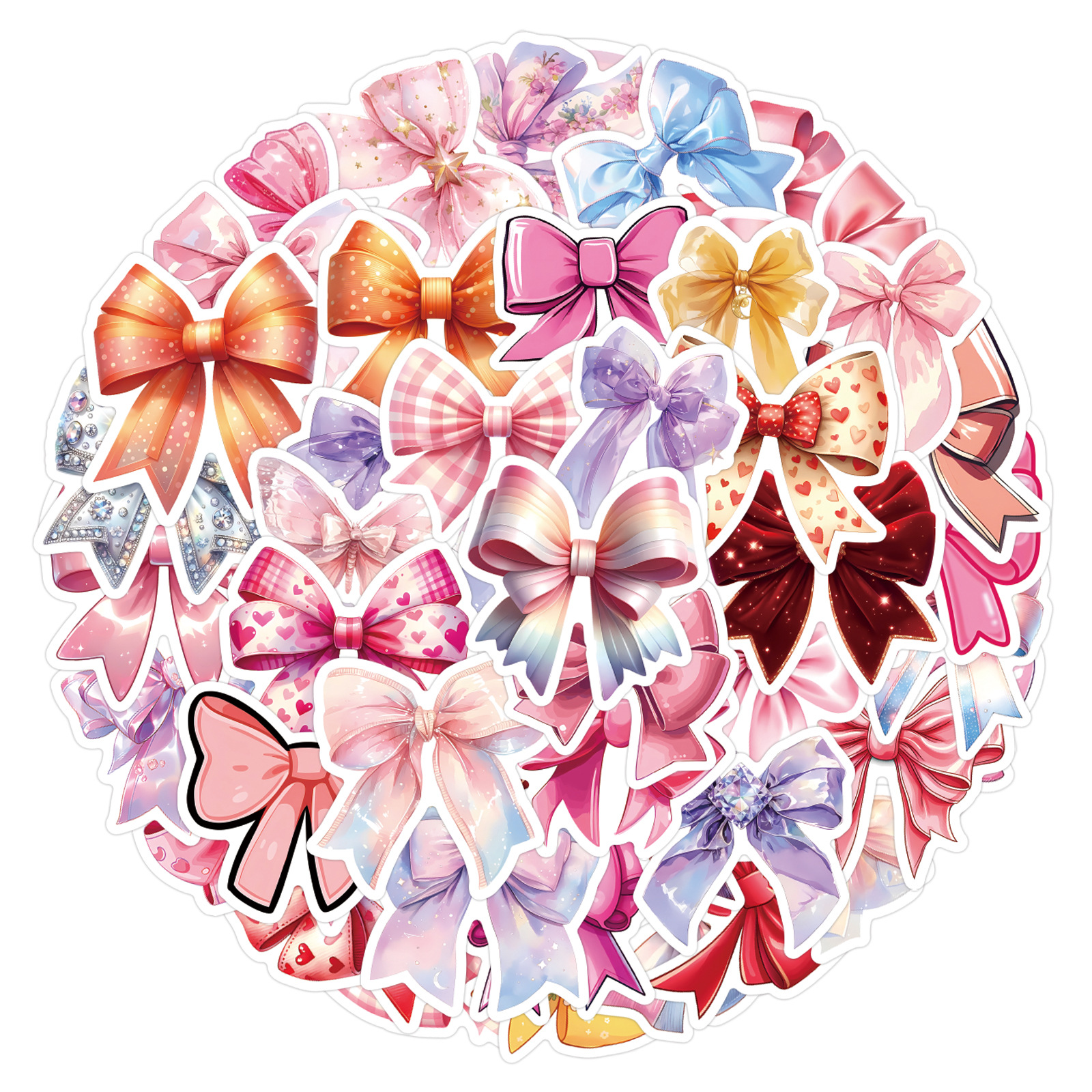 60 szt. Uroczych naklejek z kokardkami, kawaii, kreskówkowe kokardki, naklejki DIY do scrapbookingu, na telefon, bagaż, deskorolkę, wodoodporne naklejki