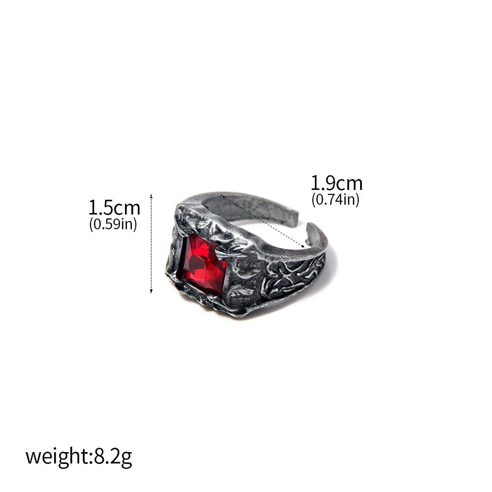 Game Dark Souls Ring Black Red Sapphire Vintage Style Ring Adjustable Metal Rings For Women Men Cosplay Jewelry Accessories