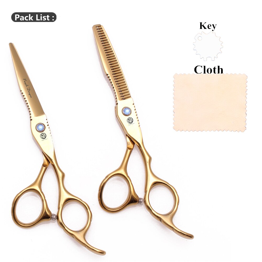 Lila Drachen 6 "JP Stahl Friseur einstellen Haarschnitt Ausdünnung Schere Haar Schneiden Schere Barbier Schere 1011# Gold: 1011 Jin D-6N