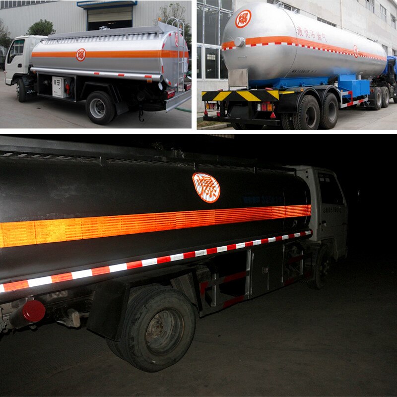 15cm Orange Reflective Tape Dangerous Goods Transport Vehicle Special Reflective Sticker TankCar Body Self-adhesive Warning Sign