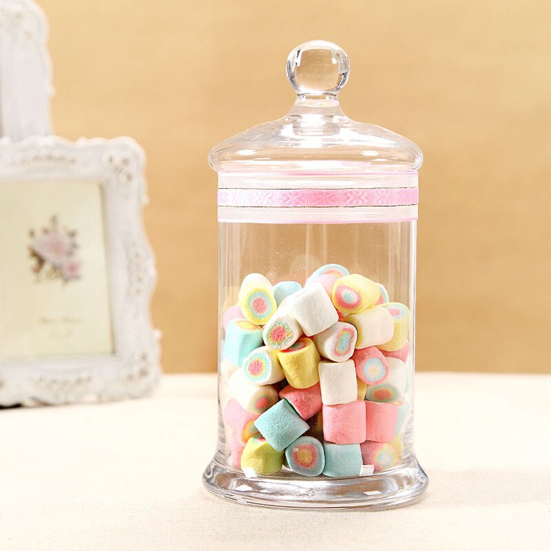 Transparante Glazen Snoeppot Met Deksel Bruiloft Dessert Display Stand Huishoudelijke Snoep Opslag Jar Bruiloft Decoratie Craft Ornament