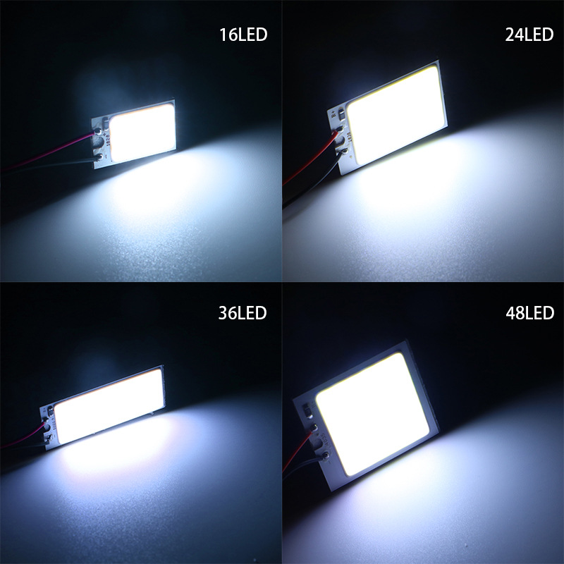 4/8 Uds accesorios de Interior de coche 18/24/48 SMD T10 4W 12V COB Panel Interior de coche luces LED bombilla de lámpara luz de techo de coche Panel de coche