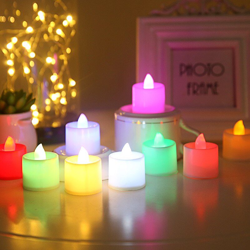 24pc Flameless Led Tealight Candles Battery Operated Warm White Flameless Pillar LED Simulation Candle Birthday Wedding Decor