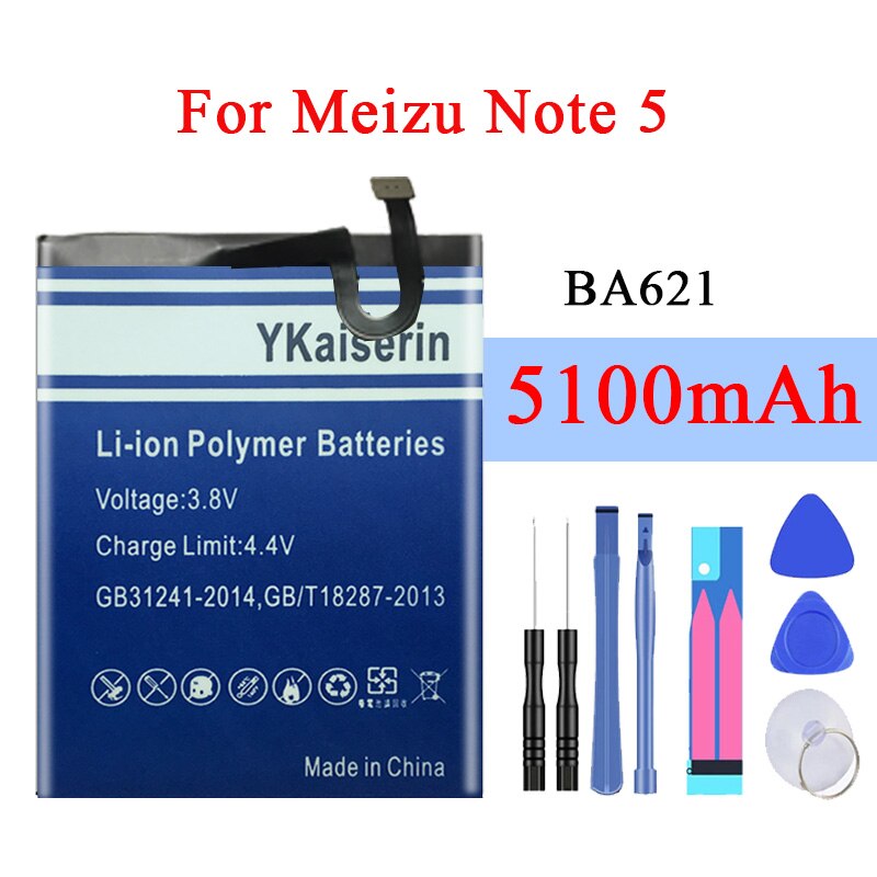 Batería de 5100mAh para teléfono móvil MEIZU BA621, pila para Meizu Note 5 / M5 Note M621N/M621Q/M621H,