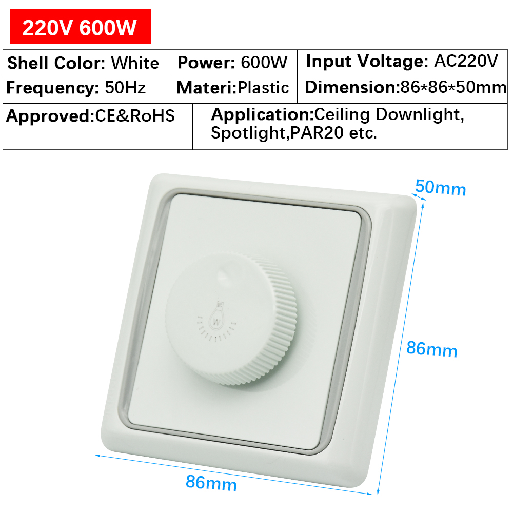 Interrupteur de luminosité, variateur de luminosité LED V, 220/300W, pour 600/lampes LED réglables lampes