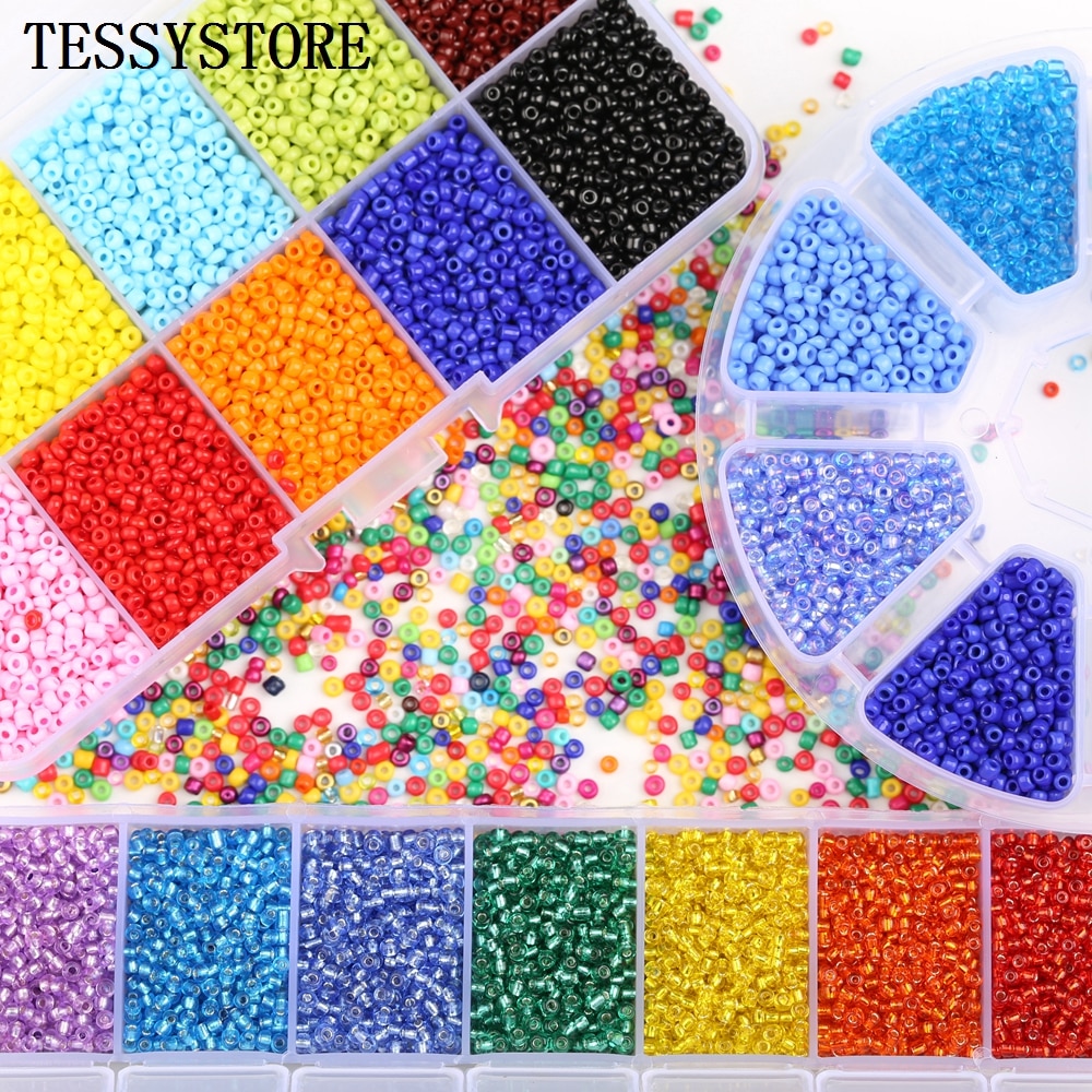 TESSYSTORE coffret 2mm perles de rocaille en verre breloque tchèque cristal entretoise perles de verre pour la fabrication de bijoux anneaux bricolage accessoires faits à la main