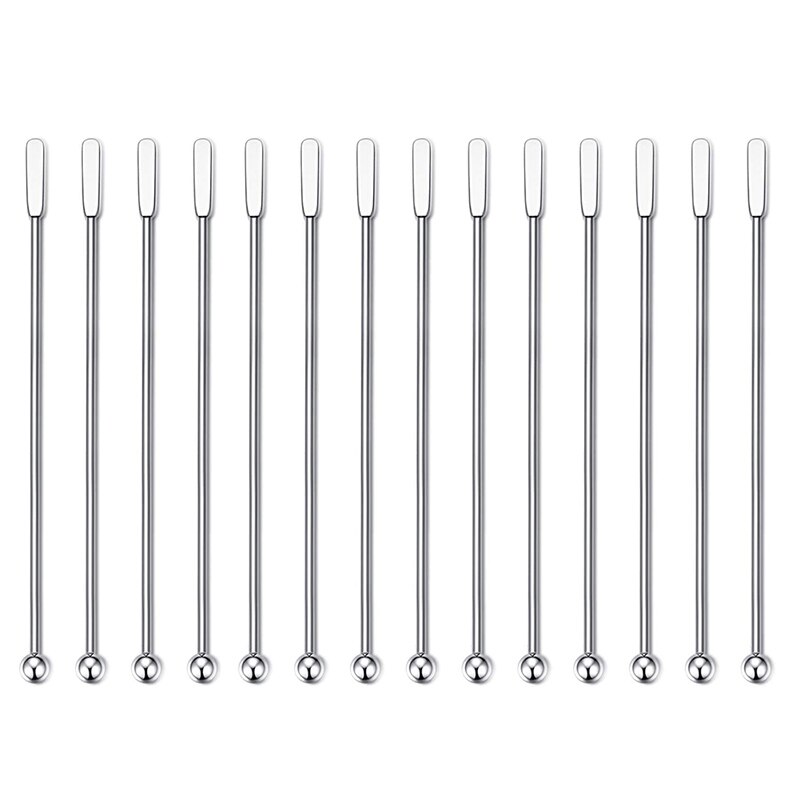 14 Uds Swizzle Sticks, palo agitador de bebidas de cóctel de acero inoxidable Premium, palos de agitación reutilizables para Bar: Default Title