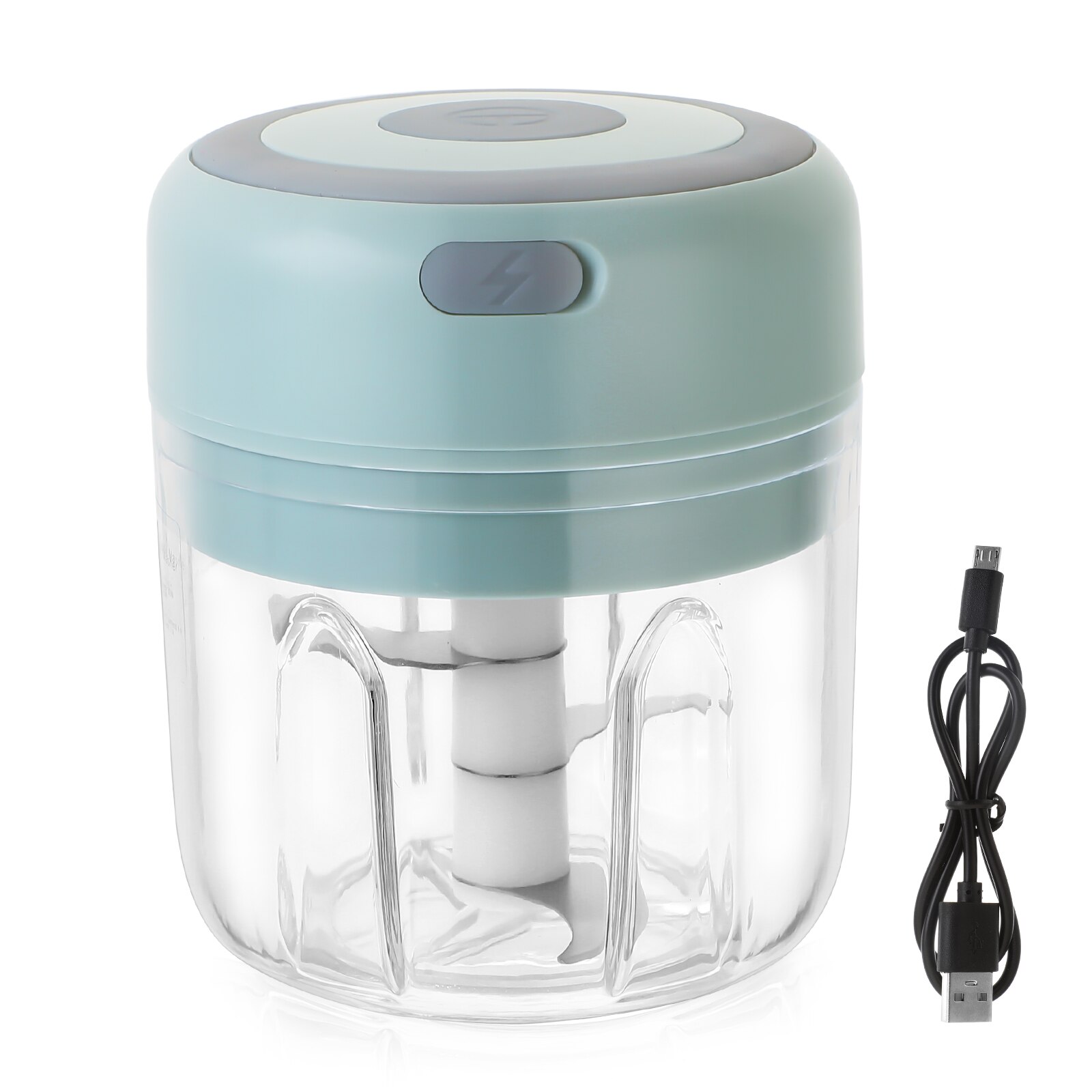 Portable Mini Electric Food Chopper Fruit Vegetables Tools USB Meat Crusher Meat Grinder Chopper Garlic Cutter Garlic Masher: green 250ml