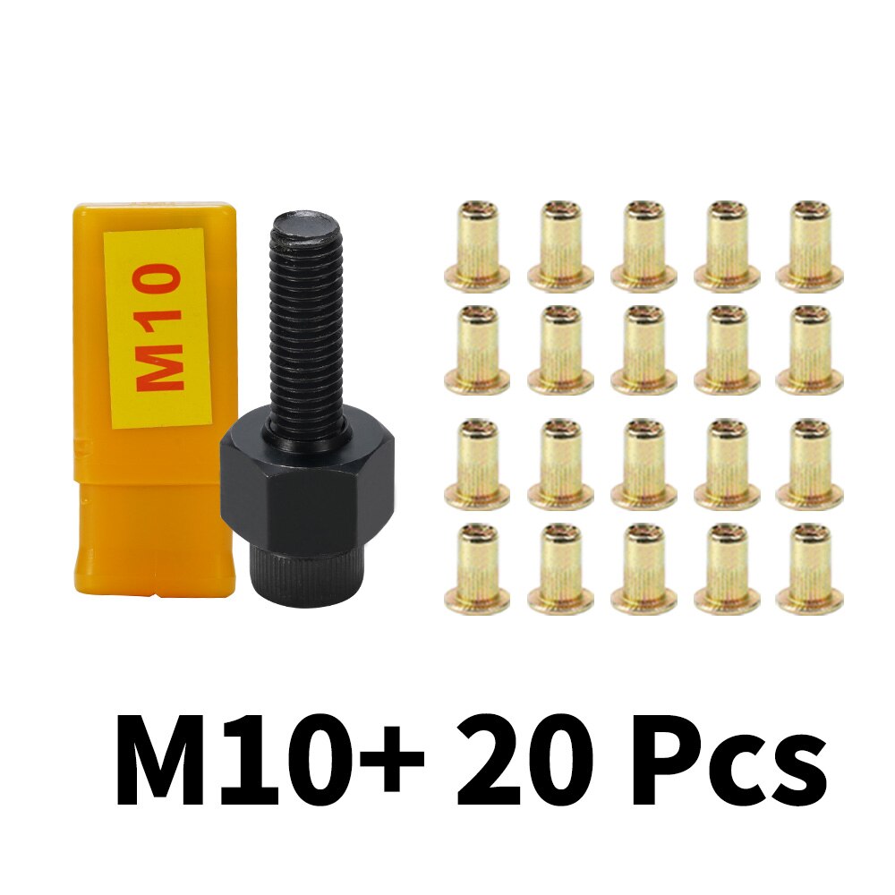 HIFESON Hand Rivet Nut Tool Head Nuts Manual Riveter Rivnut Tool with steel nuts for M3 M4 M5 M6 M8 M10: M10 20 PCS Steel