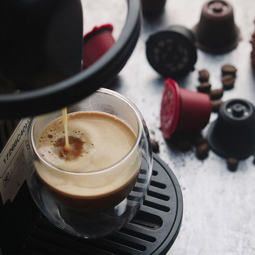 Reusable Refillable Coffee Capsule Plastic Coffee Filters Pod For Nespresso Refill Coffee Capsule Filters With Spoon Brush
