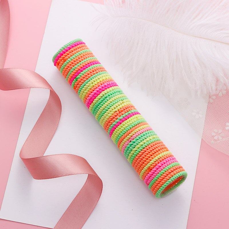 50PCS/Set Girls Colorful Basic Elastic Hair Bands Children Cute Ponytail Holder Rubber Band Headband Scrunchies Hair Accessories: 7