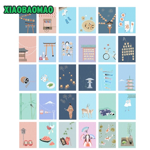 30 pcs / lot Japanese style postcard cute cartoon greeting card christmas & birthday card message cards