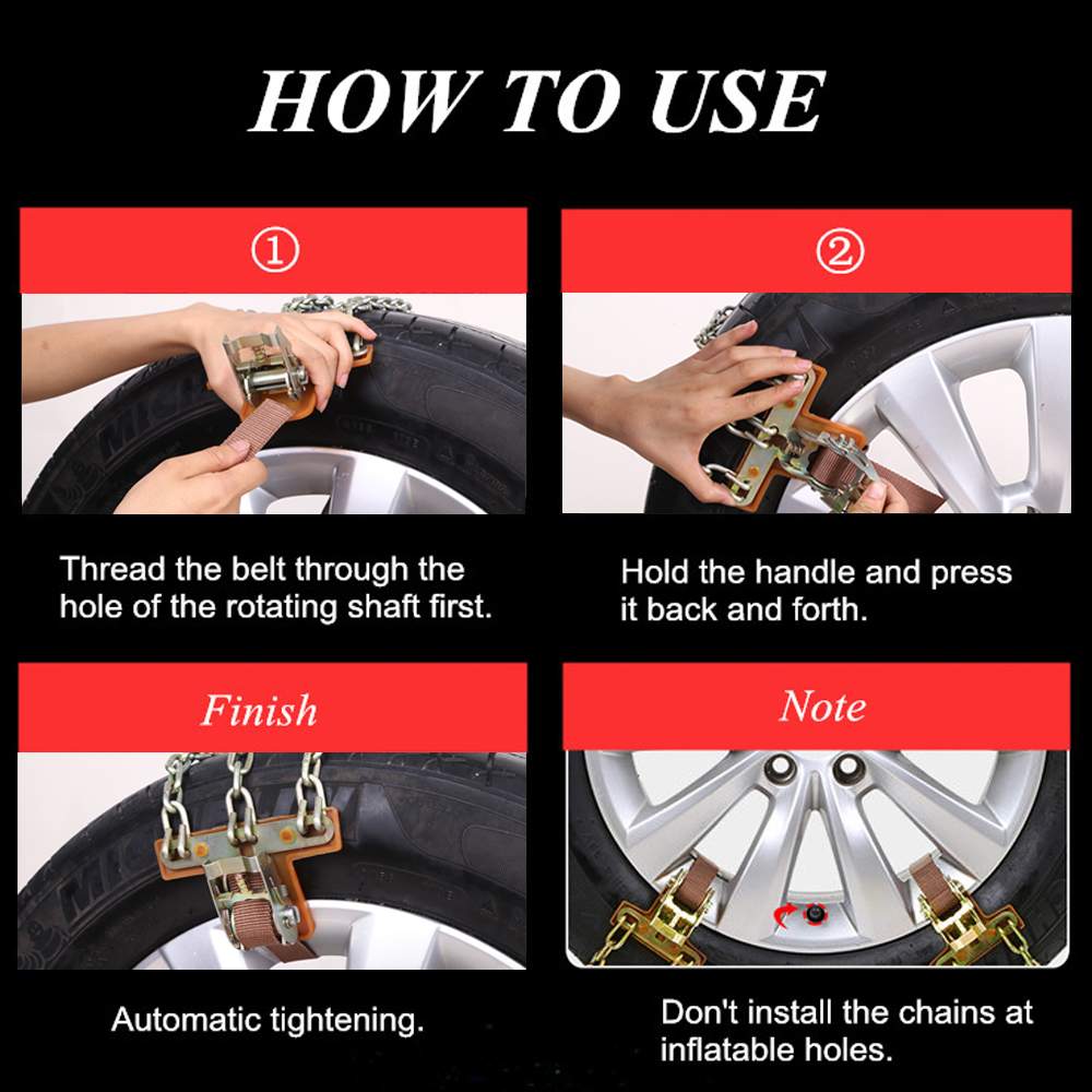 Universal Snow Ice Chains Anti-skid Chain Wear-resistant Steel Three-Chains-Balance Car Snow Chain For Snow/Mud Road