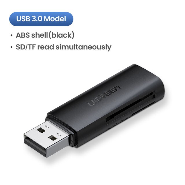 Ugreen-lector de tarjetas USB tipo C a SD, Micro SD, TF, OTG, Accesorios para ordenador portátil, adaptador de tarjeta SD de memoria inteligente USB 3,0: USB 3.0 - ABS