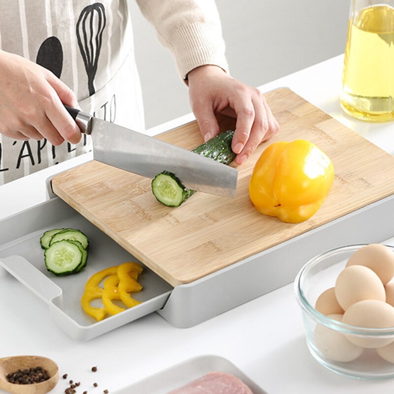 Kitchen Chopping Board Fruit Vegetable Cutting Plate Detachable Food Storage Pulling Board Drawer Type Household Cutting Board