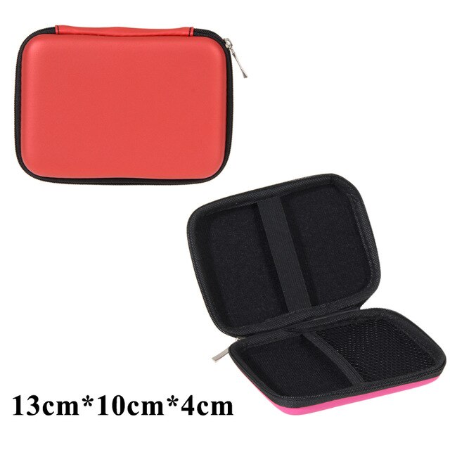 EVA Waterproof Shockproof Carrying Travel Pouch HDD Protective Case For 2.5 Inch Portable External Hard Drive WD Seagate 1TB 2TB: Red