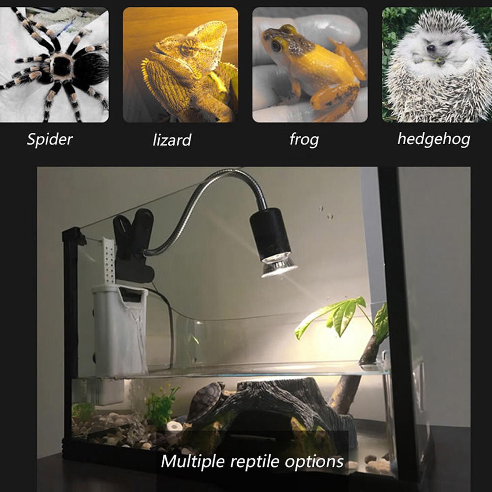 Bombilla con Clip de calefacción para el ambiente de mascotas, lámpara de luz solar UVA + UVB para reptiles, tortugas, lagarto, camaleón, serpiente, reptil