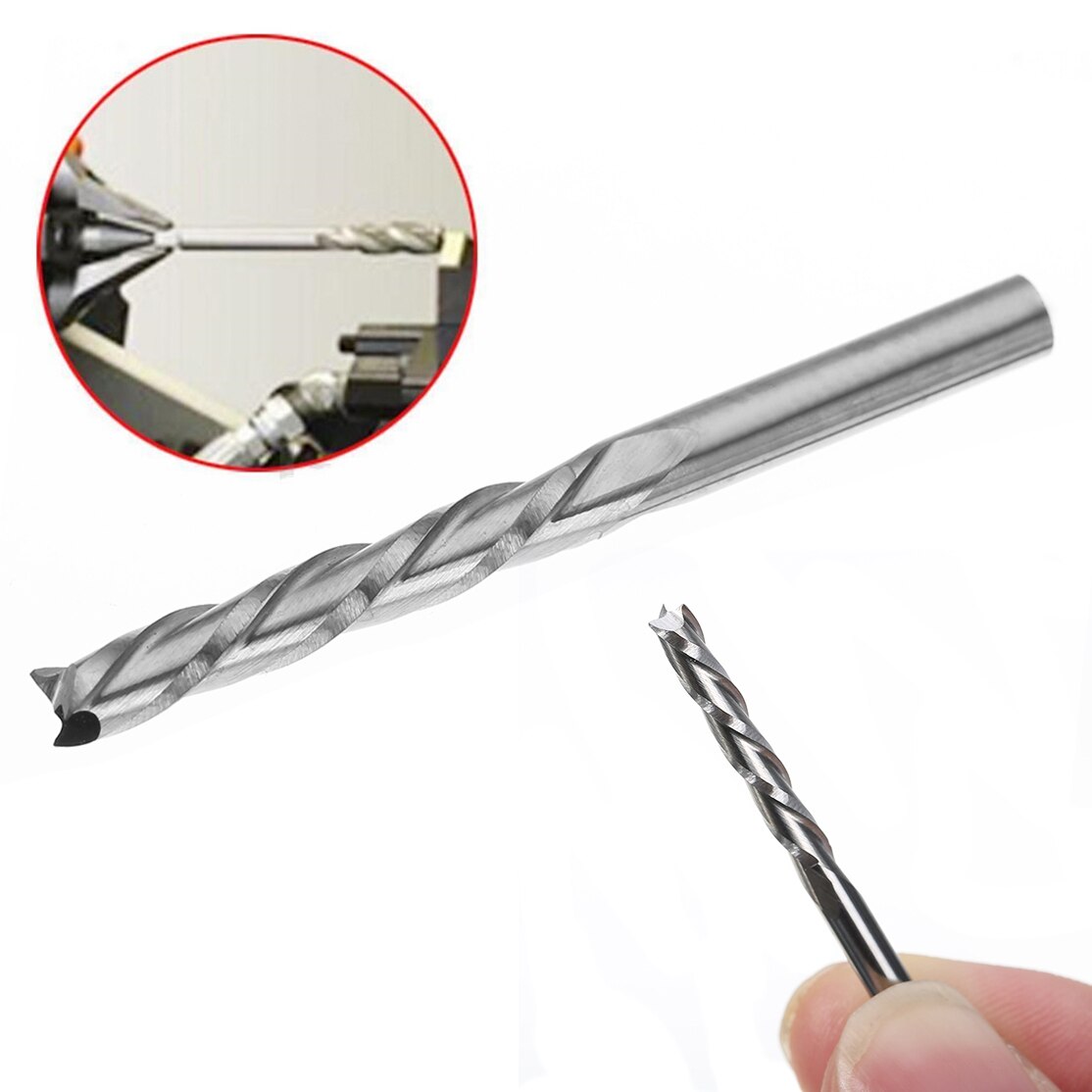 1Pc 1/8" Helical Milling Cutter Cutting 3 Flute Router Bits For Acrylic Wood Plastic Milling Cutting Tools