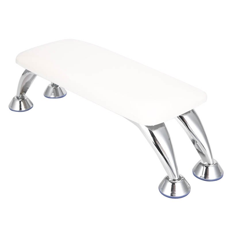 Nail Art Hand Kussen Salon Arm Hand Rest Kussen Met Rvs Ondersteuning Hand Rest Kussen Manicure Gereedschap Zwart Wit: WHITE