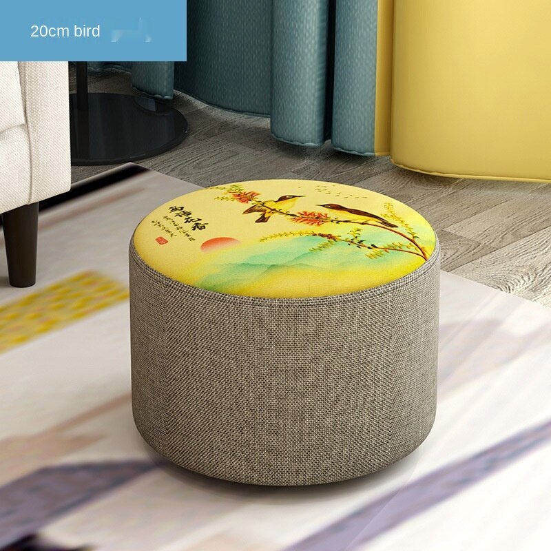 Nordic Household Small Stool Bench Low Sofa Stool Fabric Round Small Chair Shoe Changing Small Wooden Stool: 20X28CM-F