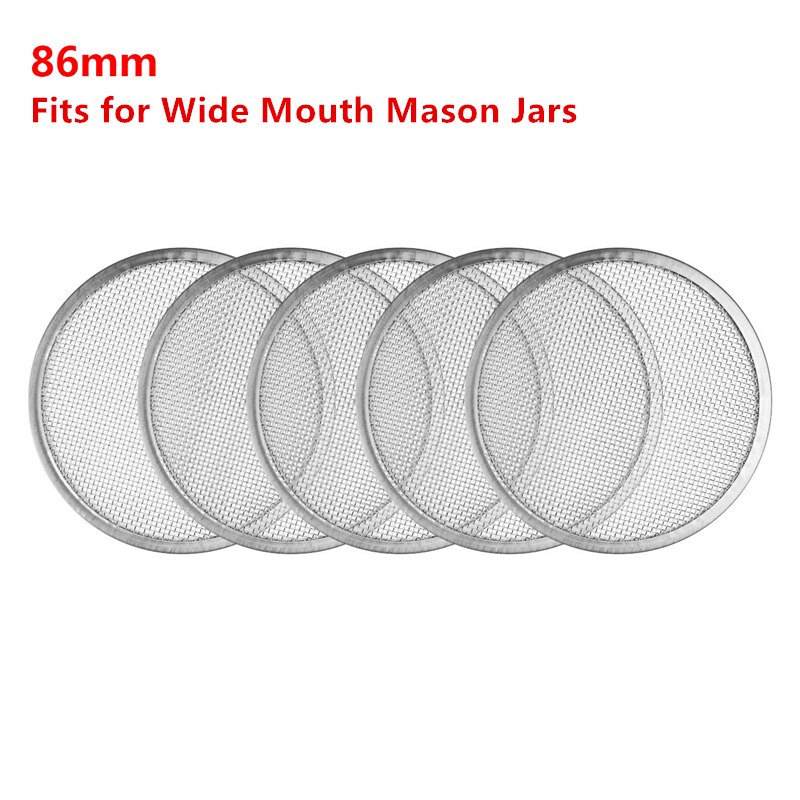 5pcs Seed Sprouting Strainer Canning Mason Jar Mesh Lid Filter Screen to Sift Flour Powdered to Sift Flour for Mason Canning Jar: 86mm