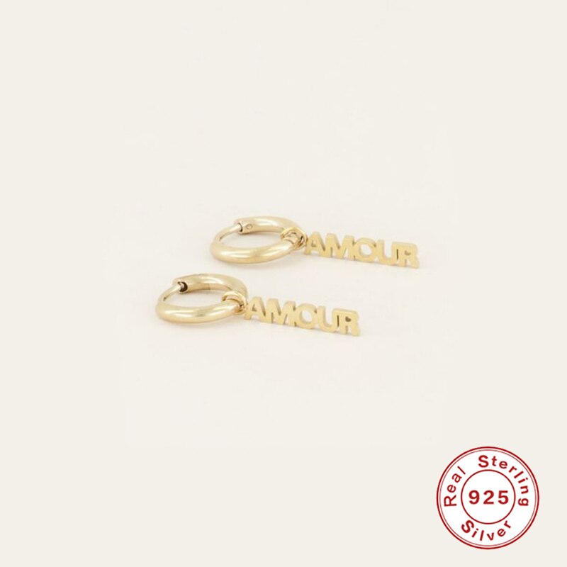 ROXI Letter Hoop Earrings for Women Men English Alphabet Earrings 925 Sterling Silver Fine Jewelry Boucle d’Oreille