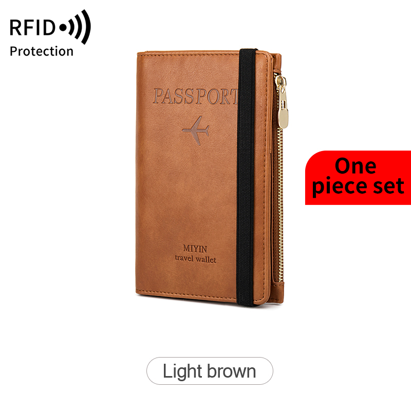 Minimalistisch en modieus RFID-reispaspoortset + PU-bagagelabel 2-delig/set geschikt voor reisaccessoires voor heren en dames: Beige