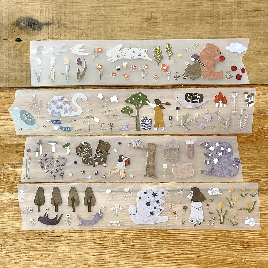 1 bucle de hiedra, nieve, árbol de limón Vintage, granja, bosque, chica, Washi, cinta PET para hacer tarjetas, bricolaje, Plan de álbum de recortes, pegatina decorativa: Gris claro
