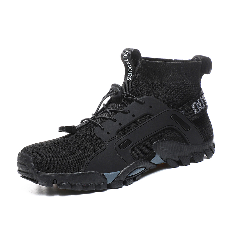 Wanderschuhe für Herren, leicht, rutschfest, draussen-Stiefeletten, atmungsaktiv, zum Wandern, Wandern, Pfad-Schuhe: Schwarz / 40