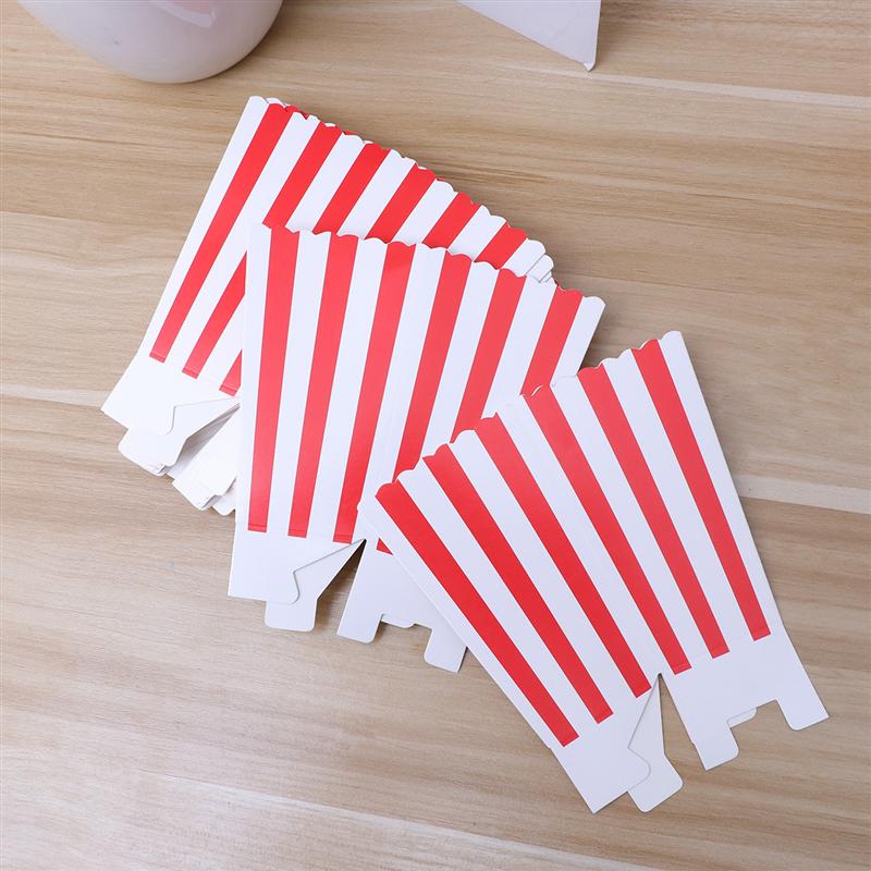 Red Popcorn Boxes - Set Of 6 - Red And White Striped Popcorn Boxes - Striped Popcorn Boxes - Red Candy Boxes - Movie Night - UK