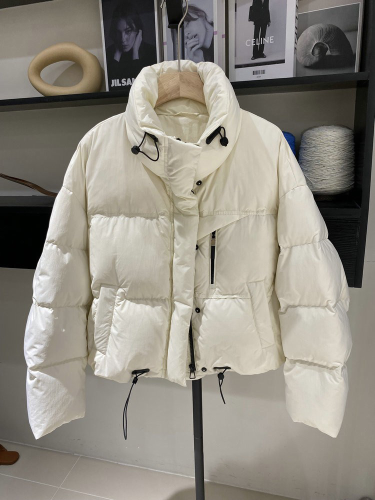 Winter Short Solid Stand Collar Down Jacket Female Drawstring Zipper Warm Outwears Women White Duck Down Parker Down Jackets