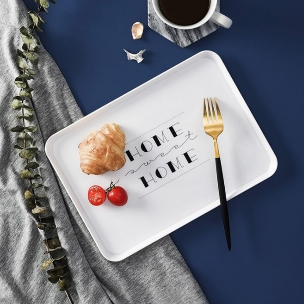 Rechthoekige Lade Ontbijt Diner Plaat Taart Brood Fruitschaal Dessert