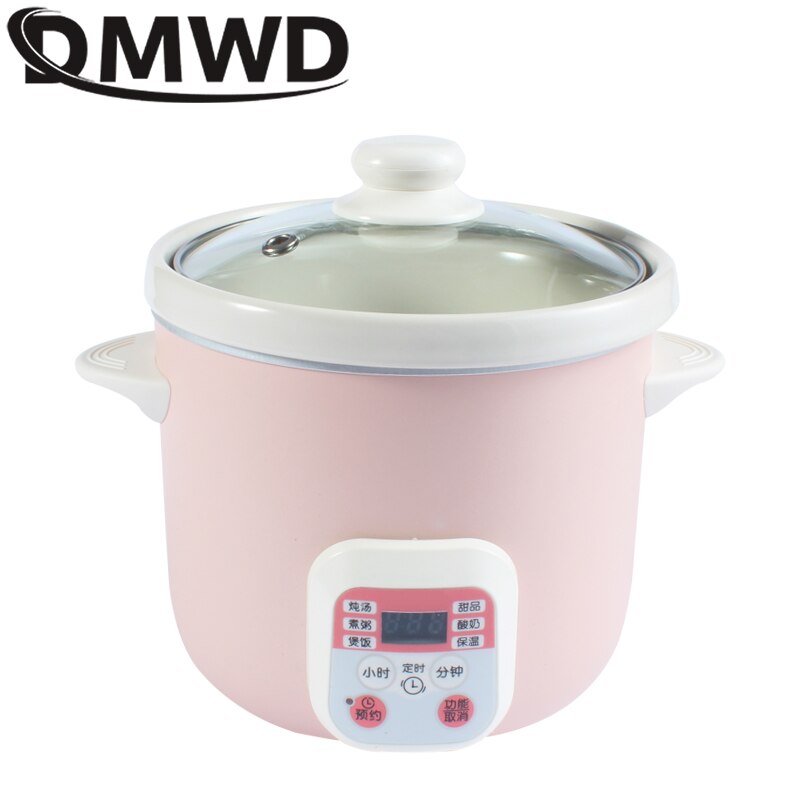 110V/220V Huishoudelijke Elektrische Smart Slowcooker Wit Porselein Pap Soep Stoven Machine Tijd Controle Babyvoeding stoomboot 1.5L