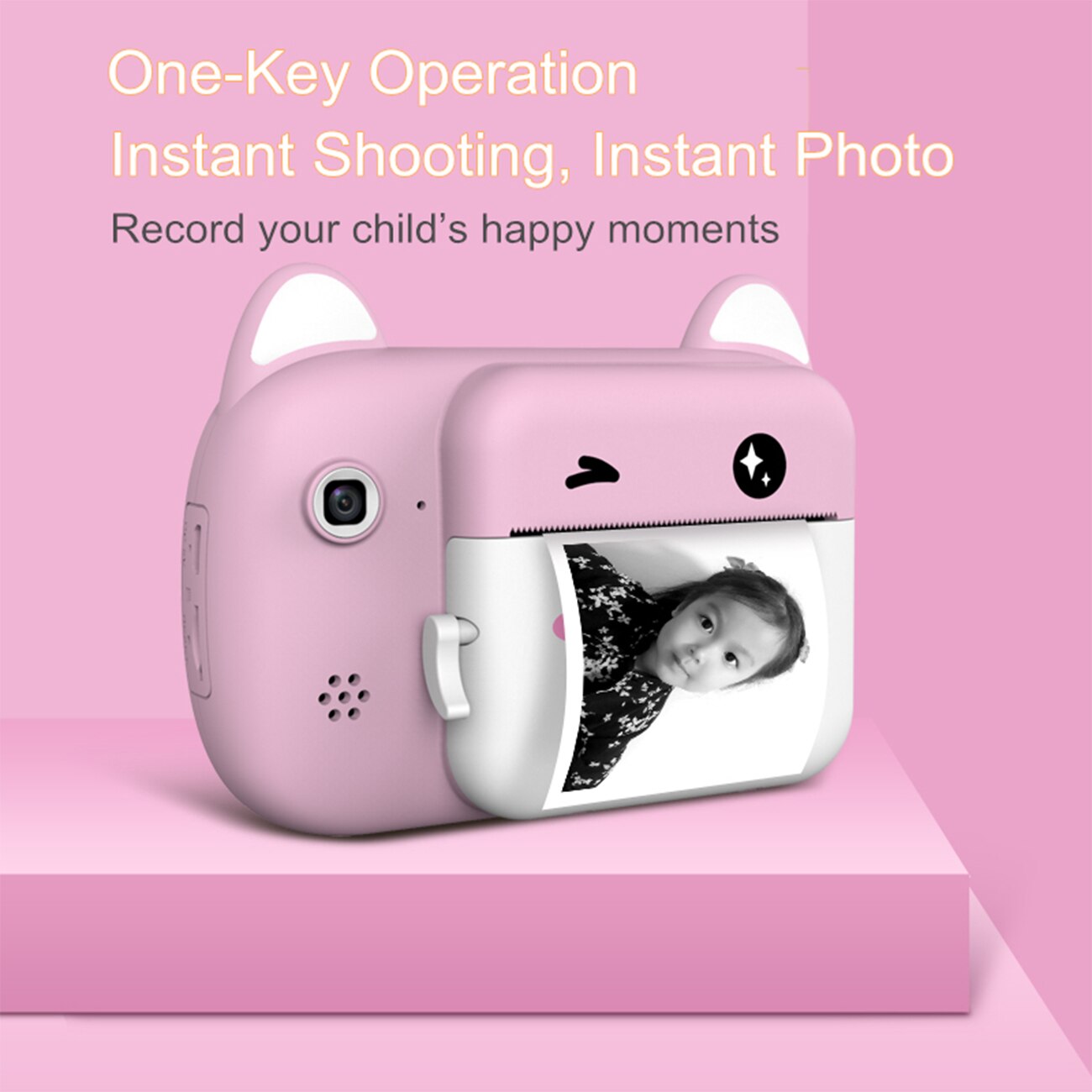 2.4 Inch 1080p Instant Print Kids Camera Digital Dual Camera Children Cartoon Selfie Camera For Diy Birthday