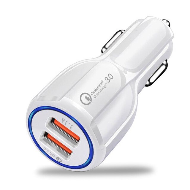 Auto Ladegerät Adapter Quick Charge 3,0 USB Kabel für Xiaomi Schnelle Lade Dual USB für Samsung Smartphone für Huawei Android telefon: White