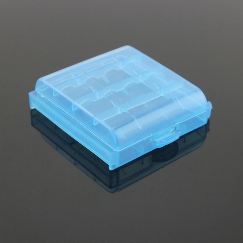 Hard Plastic Case Cover Houder voor AA AAA 14500 10440 Batterij Opbergdoos qW7H: Blauw
