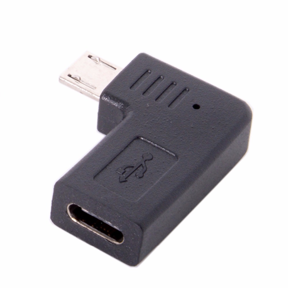 Jimier cy usb-c type-c hunn til mikro usb 2.0 5 pinner hann dataadapter 90 grader venstre og høyre vinklet type