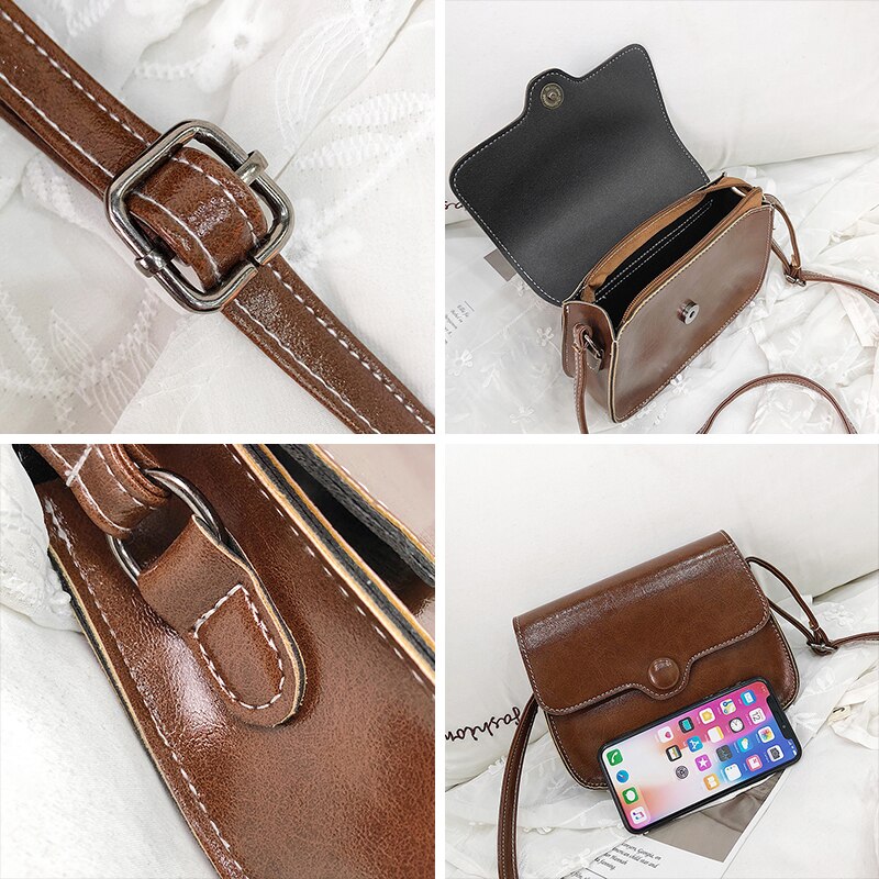 JIEROTYX Shoulder Bag Women Small Flap Bags Solid PU Leather Messenger Hasp Phone Bag Versatile bolsa feminina Discount