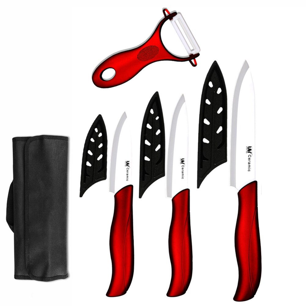 XYj-Juego de cuchillos de cerámica para Chef, bolsa de almacenamiento de 3, 4 y 5 pulgadas, Utilidad de pelar, rebanar, carne, pescado, herramientas de cocina: G 5pcs set